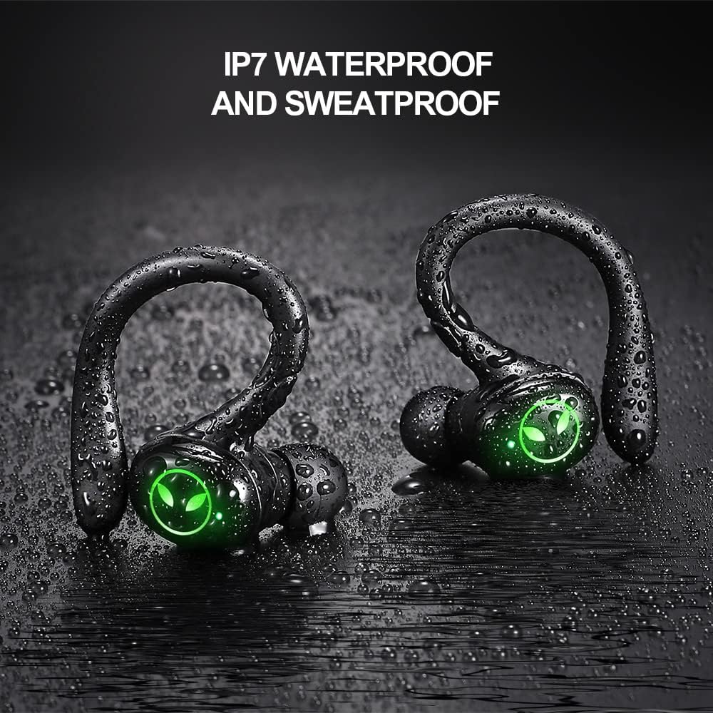 Waterproof earbuds with water droplets