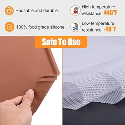 Miniatura 4 de 4 alfombrillas deshidratadoras de silicona y 6 hojas de deshidratador de malla, revestimiento antiadherente reutilizable con borde, compatible con