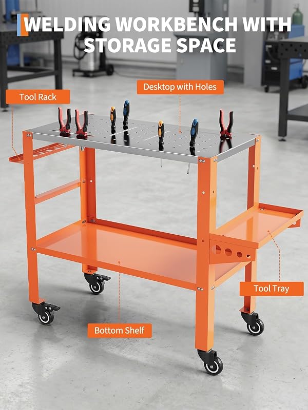 36" x 18" Welding Table, 1200 lbs Capacity Welding Workbench Table by IDEALHOUSE - Image 2