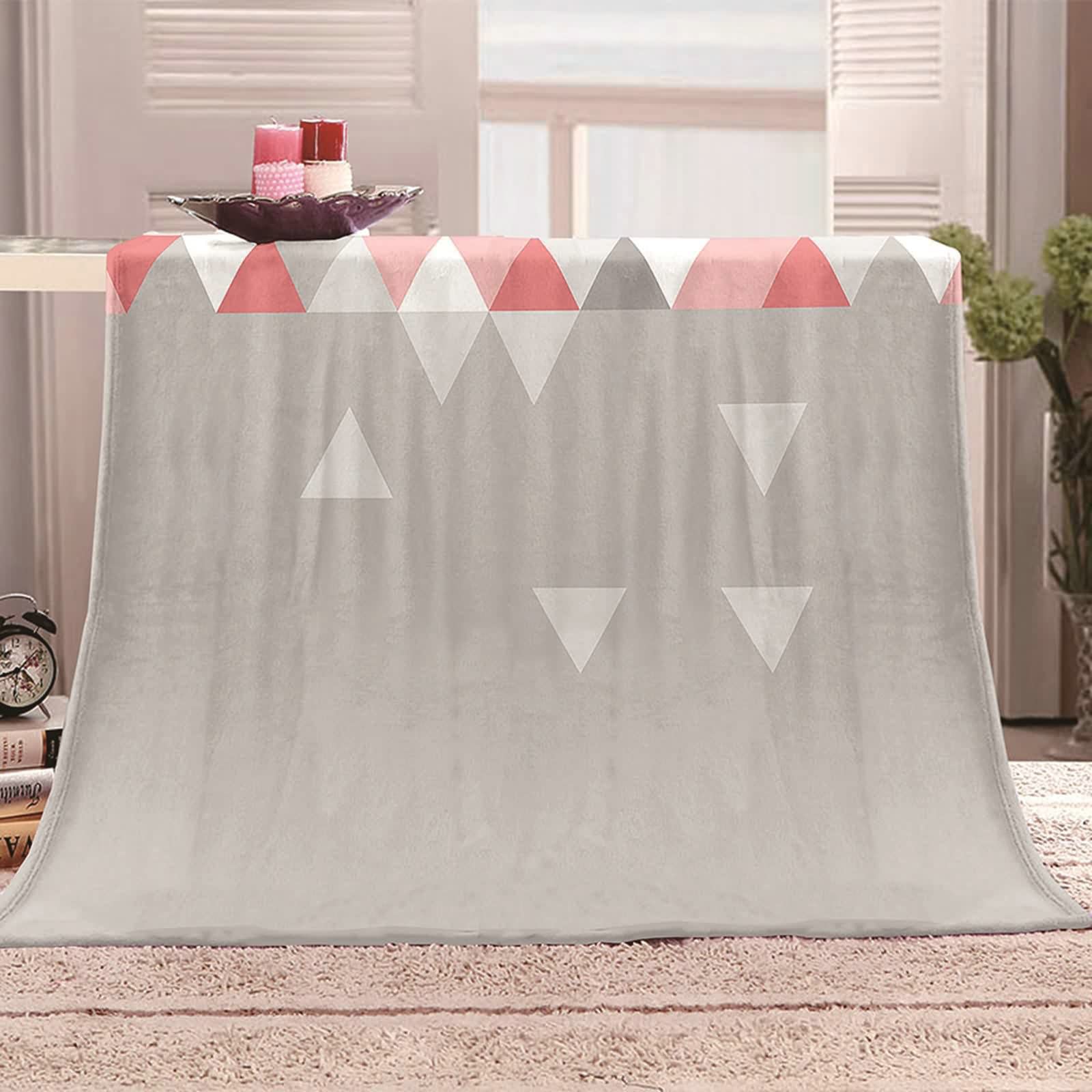 Aeici Koc polarowy, wełniany koc flanelowy 180 x 220 cm geometryczny wzór trójkątny koc na sofę do salonu sofa łóżko