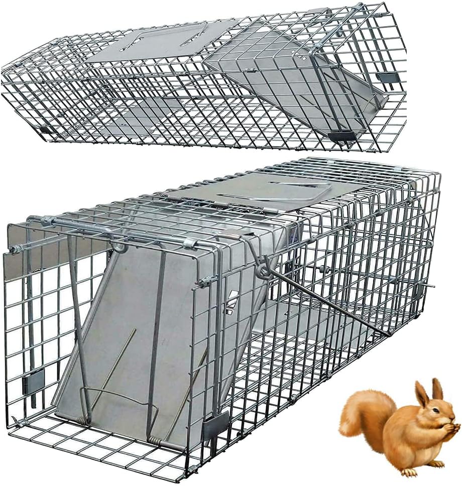 24" Cat Trap Large Animal Trap Cage for Stray Cat Humane Rescue