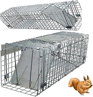24" Cat Trap Large Animal Trap Cage for Stray Cat Humane Rescue, Foldable Catch and Release Animal Trap for Indoor Outdoor,Easy To Release Mouse Killer Bird Cage Trap,with Safe Carrying Handle