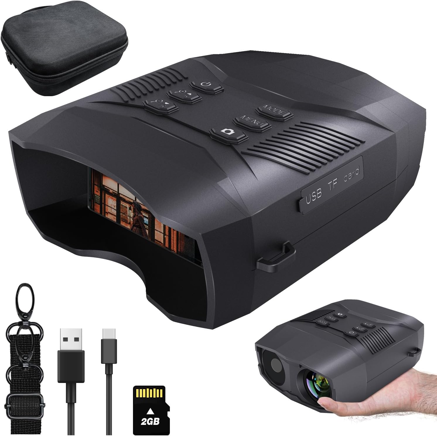 Color Night Vision Binoculars - 4K Infrared Binoculars Device with 5X Magnification Night Vision Hunting Binoculars 300m Observation Range 7-Level Infrared Illumination
