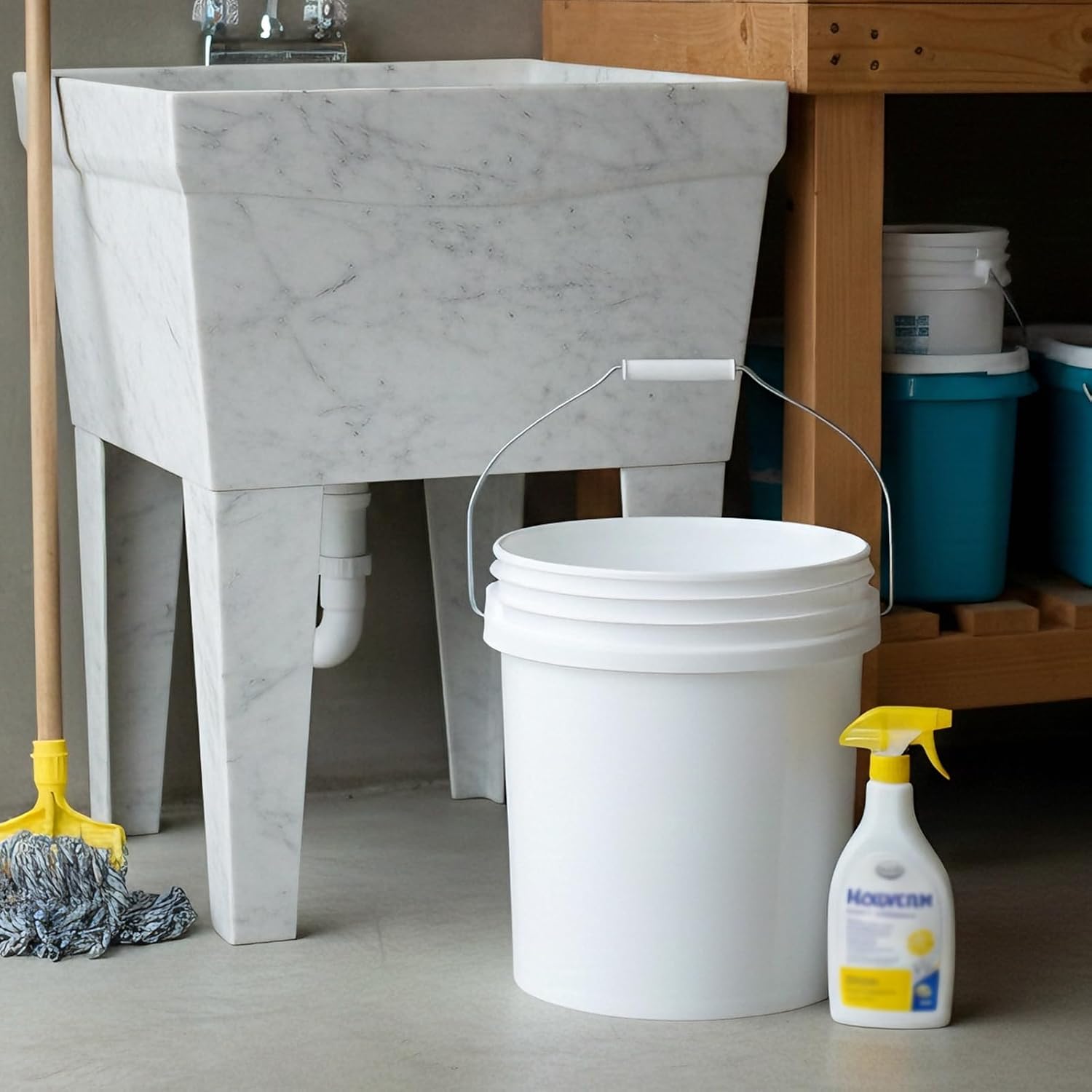 2.5 Gallon Bucket for Cleaning, Small Extra Thick Plastic Bucket with Metal Handle, Food Grade, BPA Free (White, 3 Pack, No Lid)