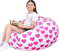 Vista 17 de Lukeight - Puf de almacenamiento de animales de peluche para niños, funda para puf de dinosaurio con cremallera para organizar la habitación