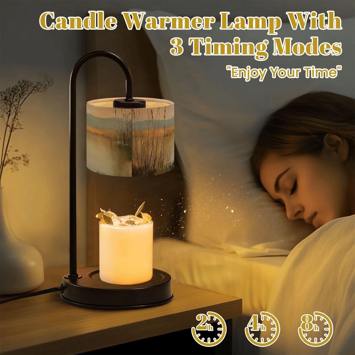 Candle Warmer Lamp with Timer and Dimmer, Mallard Duck Pond Animal Farmhouse Vintage Painting Oil Non-Slip Wax Melts Warmer with 4 Bulbs for Home Office Dorm, Birthday Gifts for Women