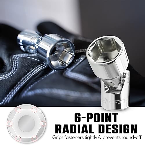 Miniatura 5 de CROM Juego de zócalos flexibles universales - Juego de zócalos giratorios de 6 puntas de 38 de pulgada de 10 piezas con accionamiento métrico de 10