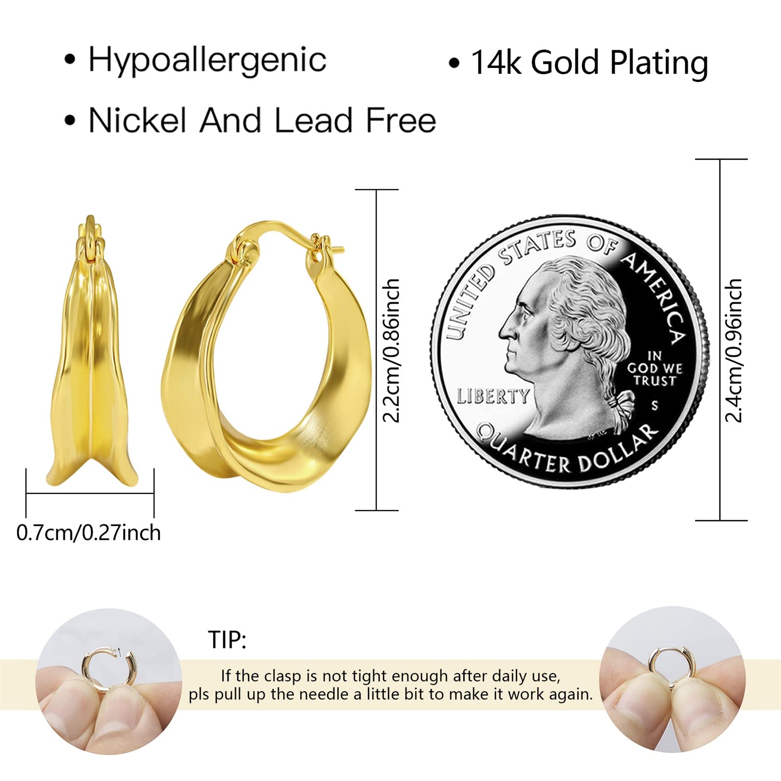 ALEXCRAFT Orecchini Donna Argento 925 a Cerchio Oro Placcato 14K/ Oro Bianco Cerchietti Piccoli con Confezione