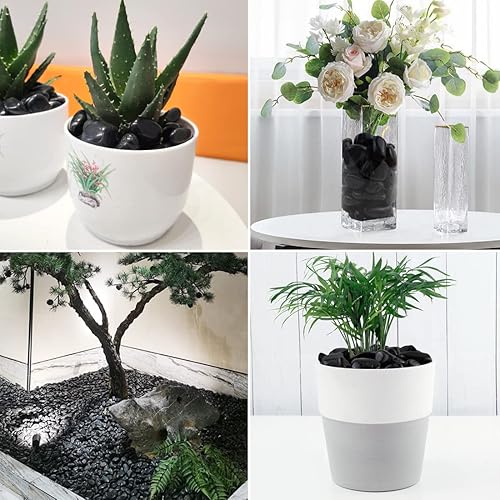 Miniatura 5 de Rocas de río negras pulidas naturales de 1-2 pulgadas, guijarros negros pulidos de 20 libras para paisajismo de jardín. Rocas decorativas de río