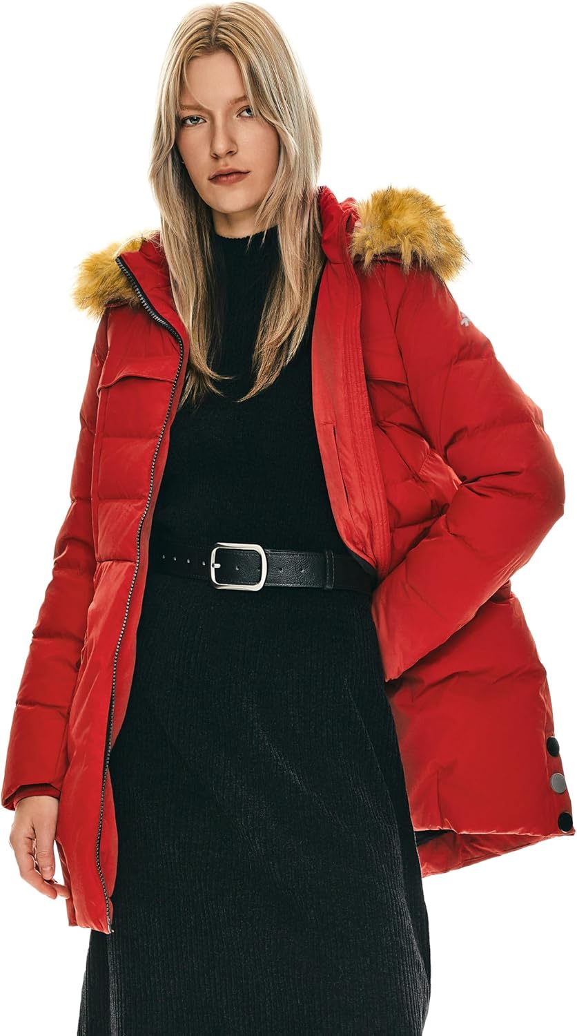 Orolay Women's Winter Down Jacket with Faux Fur Trim Hood