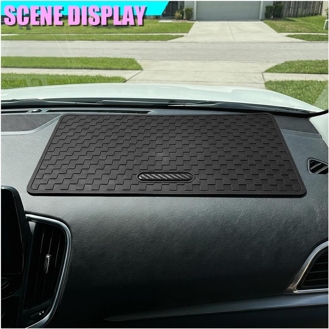 Car Dashboard Anti-Slip Pad, 10.6" × 5.7" Universal Sticky Gripping Mat, Multifunctional Automotive Interior Cell Phone Holder for Sunglasses, Keys, Coins, GPS, Electronic Devices (Black) image 3