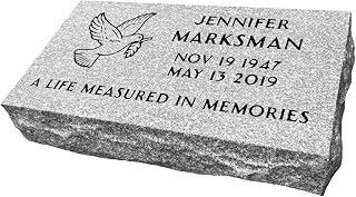 Bevel (pillow) Headstone Grave Marker - 20 x 10 x 6-4"- Gray Granite Pillow Headstone for Grave, Cemetery or Garden - Solid Natural Stone, Tombstone, Grave Stone with custom engraving & symbol