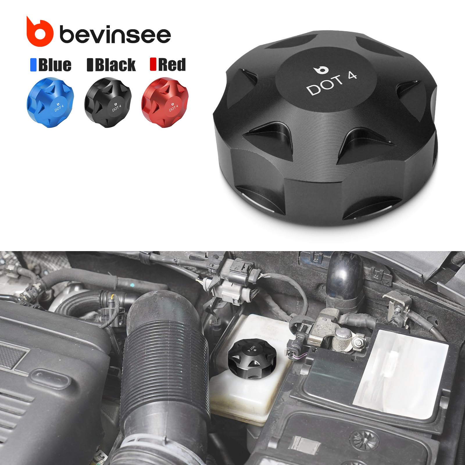 Bevinsee Bremsflüssigkeitsbeh?lterdeckel 5Q0611349B Compatible with Golf MK5 MK6 MK7 MK8 Polo Schwarz