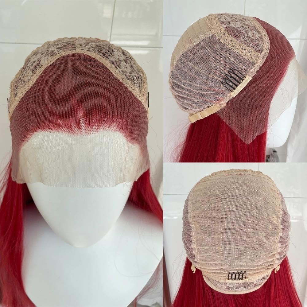 Parrucca rossa 13x4 Parrucche anteriori in pizzo sintetico for donna