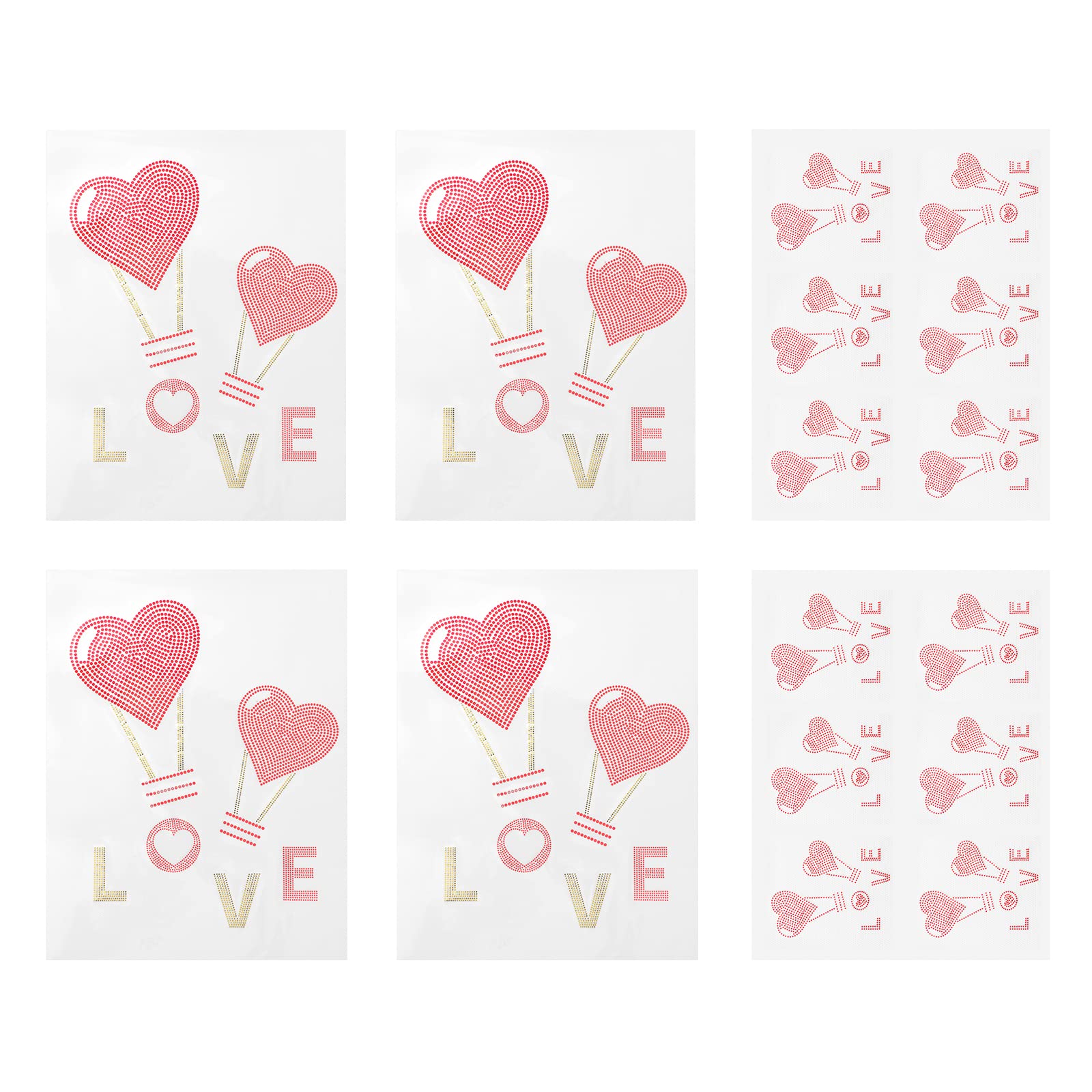 Craft ExpressValentine's Day Gifts Faux Rhinestone Ready to Transfer Sheets for T-shirt,Sparkle Glitter Balloon Love Sticker for Cricut Auto Press,Heat Transfer Designs for Tumblers,Mugs,Clothes,Bags