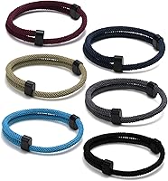 TempBeau Nautical Braided Rope Bracelets 6-Pack - Adjustable Metal Knot Handmade Unisex Marine Cord Bracelets for Men Women Gifts