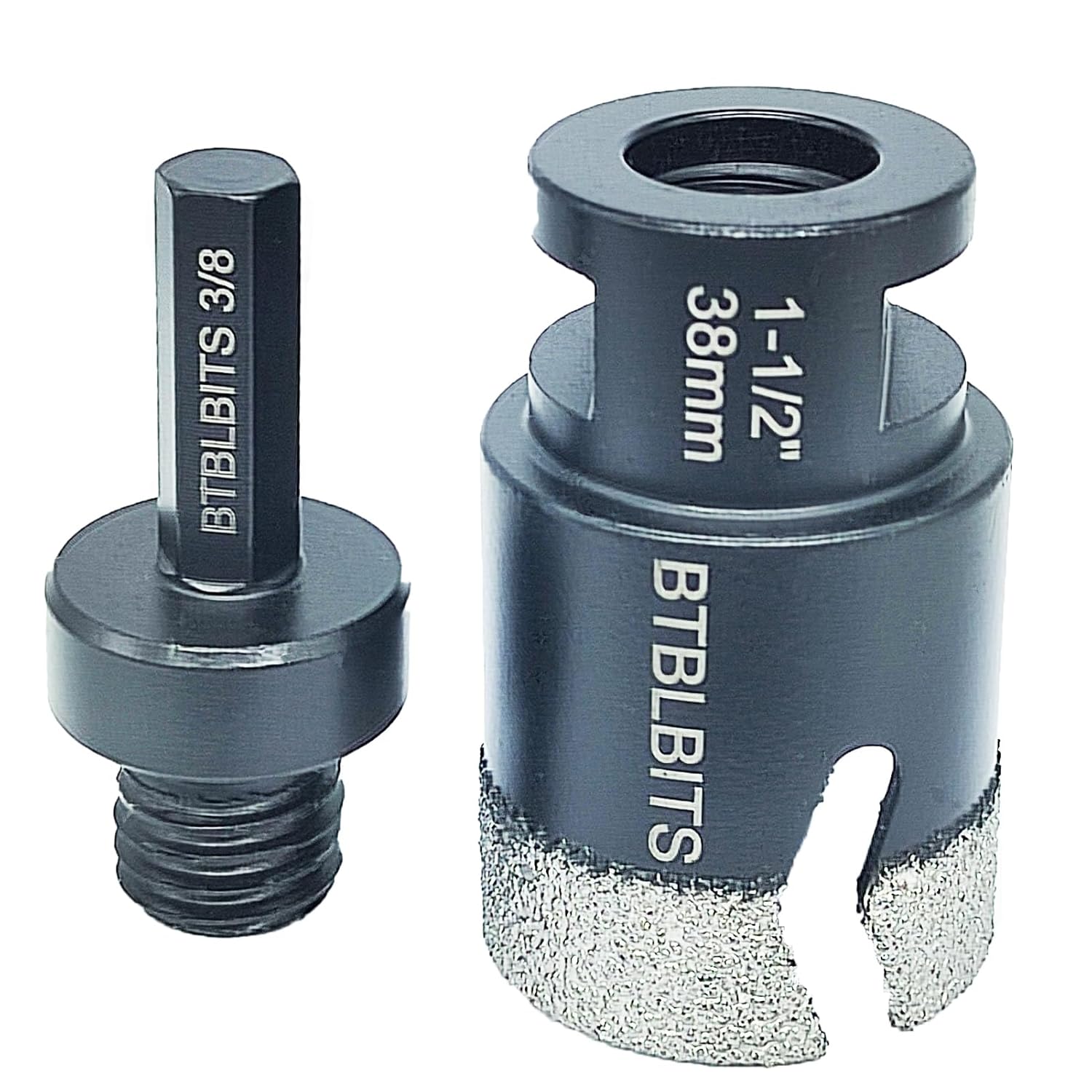 Diamond Core Drill Bit, 3" Tile Hole Saw for Granite Marble Ceramic Glass Porcelain Masonry 75mm with 5/8-11 Thread and 3/8” Hex Shank Adapter for Angle Grinder Drill