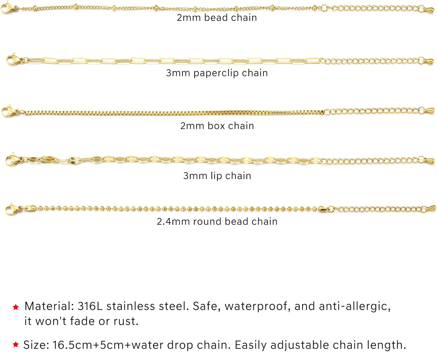 Gold Silver Bracelets for Women Waterproof Jewelry Sets Trendy Thin Dainty Stackable Cuban Link Paperclip Chain Bracelet Pack Fashion Accessories Gifts for Women - Image 4