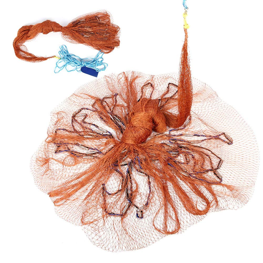 Aramox Red de Pesca Automática con Cable para Neumáticos, Red Fundida de 2,5 X 3,5 M con Colgante de Acero de 2 Kg, Cuerda de Mano Gruesa, de Lanzamiento de Hundimiento Rápido para Pesca con Cebo,