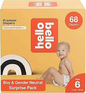 Hello Bello Premium Pañales para bebé talla 6 | 68 unidades de pañales desechables, extra absorbentes, hipoalergénicos y ecológicos con ajuste cómodo y seguro | Sorpresa con estampados de niños