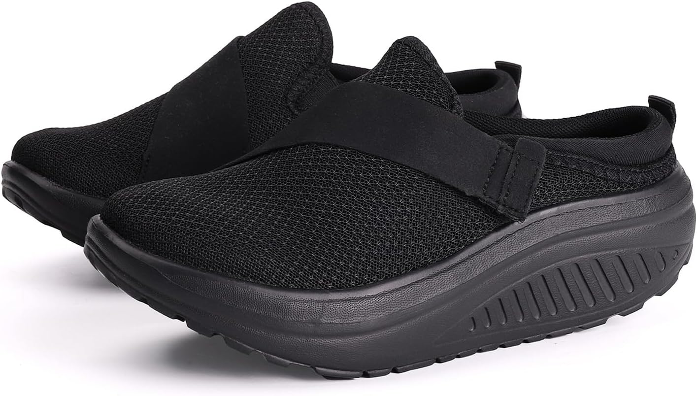 Women's Knitted Platform Mules with Arch-Support Breathable Slip On Orthopedic Diabetics Backless Sneakers Comfortable Non-Slip Walking Shoes - Image 4