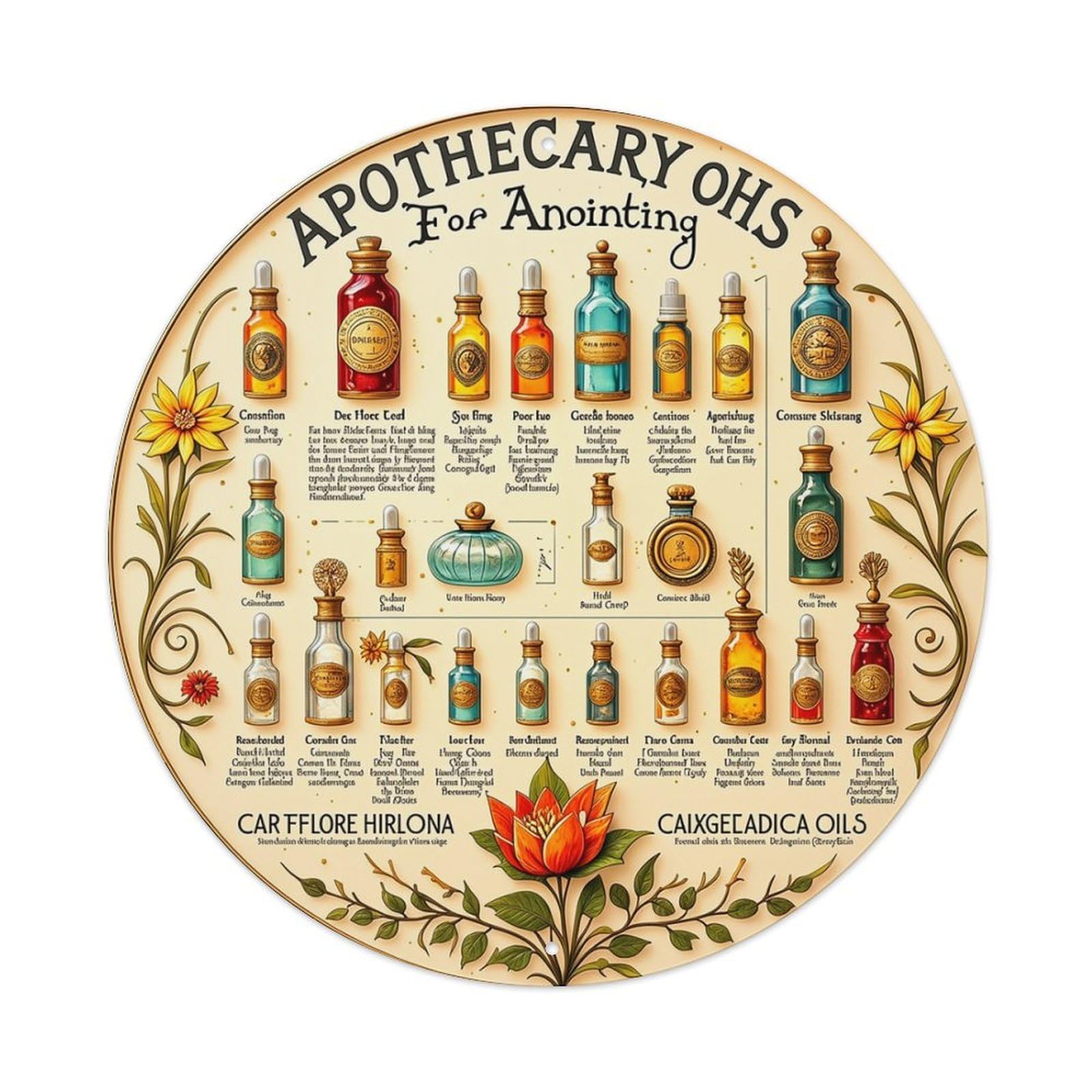 Apothecary Oils For Anointing Car Metal Tin Sign Plaque