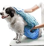 Tuff Pupper Quick Dry Towel for Dogs | Ultra Absorbent Microfiber Shammy | Extra Large 35x15 Size for All Breeds | Comfortable Hand Pockets | Indoor Outdoor Use | Durable Material | Machine Washable