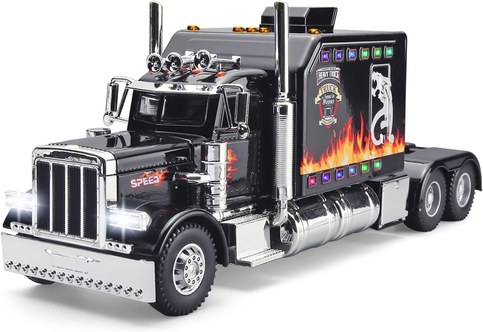 - Semi Truck for Boys Tow Trucks Toy,Metal Diecast Trucks Model with Light and Sound Pull Back Semi Truck Toy,Truck and Trailer Toys for Boys Age 4-7(Black)