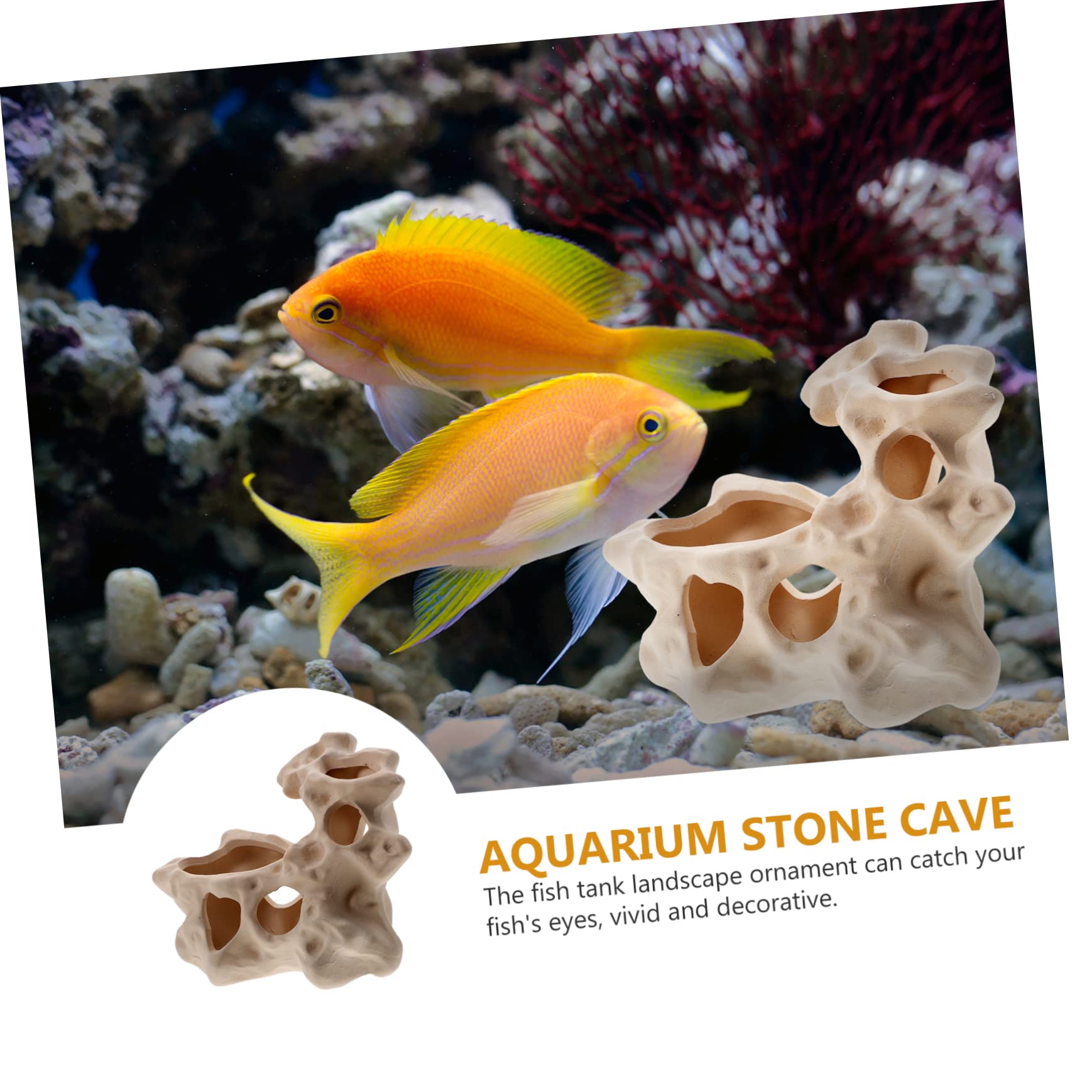 Yardwe Cueva de Cerámica para Acuario, Refugio Estético para Peces, Paisaje Realista, No se Deforma, Adecuado para Pecera