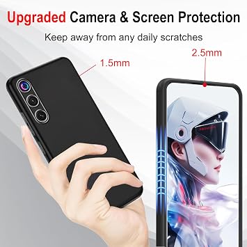KZIOACSH Case for REDMAGIC 10 Air with 2 Tempered Glass, Flexible Ultra Slim Silky-Soft Touch Matte TPU Anti-Scratch Shockproof Drop Protection Rugged Phone Cover for REDMAGIC 10 Air Black