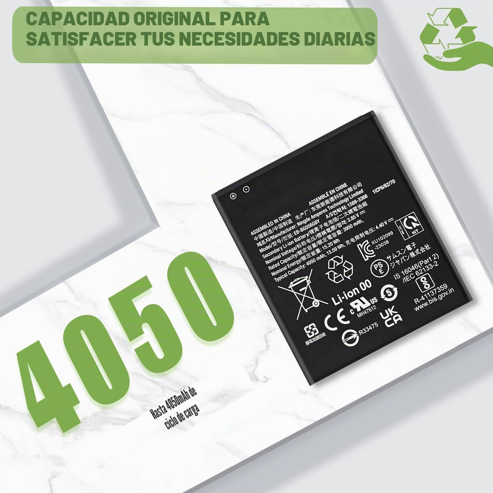 EB-BG556GBY - Batería de repuesto para Galaxy Xcover 7 G556B (4050 mAh, con kit de herramientas de reparación actualizado)