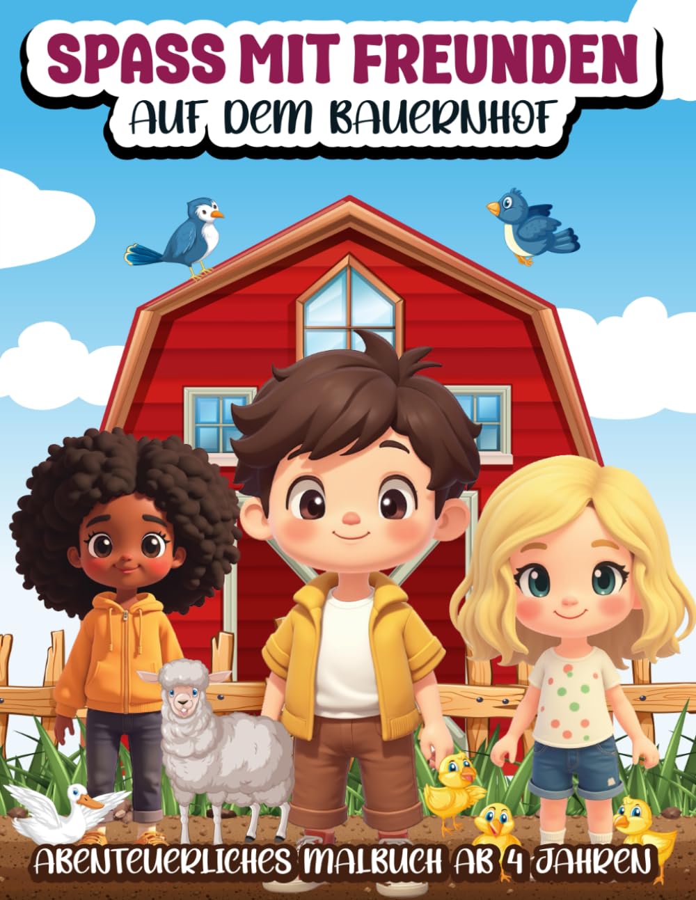 Spaß mit Freunden auf dem Bauernhof: Fantasievolles Kinder-Malbuch mit 30 Seiten zum Ausmalen – Bauernhof, Tiere, Traktoren & Landleben für Kinder ab 4 Jahren