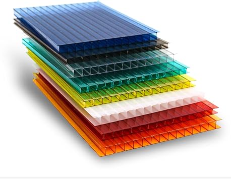 48 Double-Layer Polycarbonate Sheets for Connecting Two, Lightweight Shatterproof Roofing for DIY, Greenhouses, Sheds and Outdoor UseOrange,50X50cm-6mm