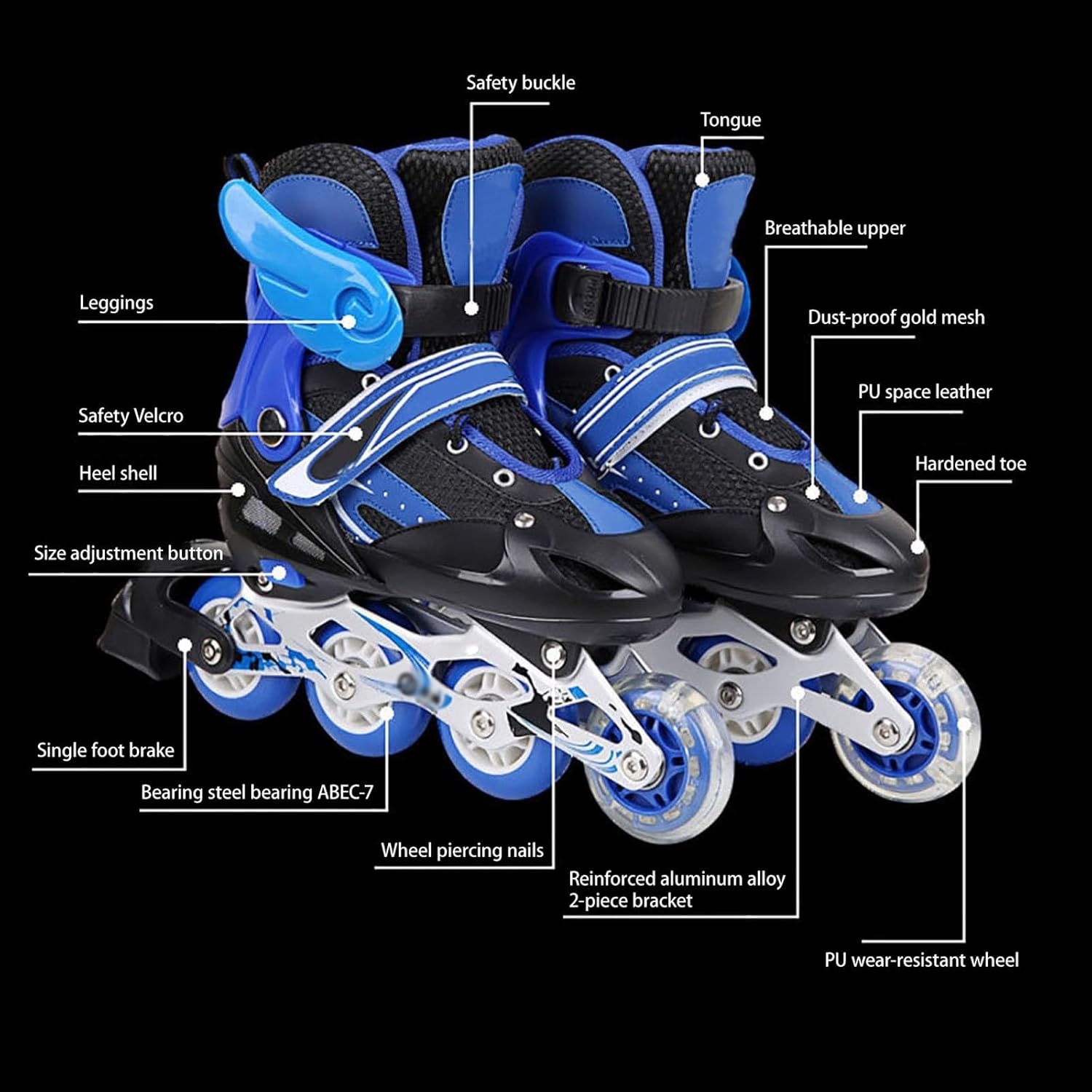 Adjustable Kids Inline Skates Girls Boys Roller Skates with Light Up Wheels Roller Blades with Protective Gear Indoor Outdoor Quad Skates, fdhgdfj454556