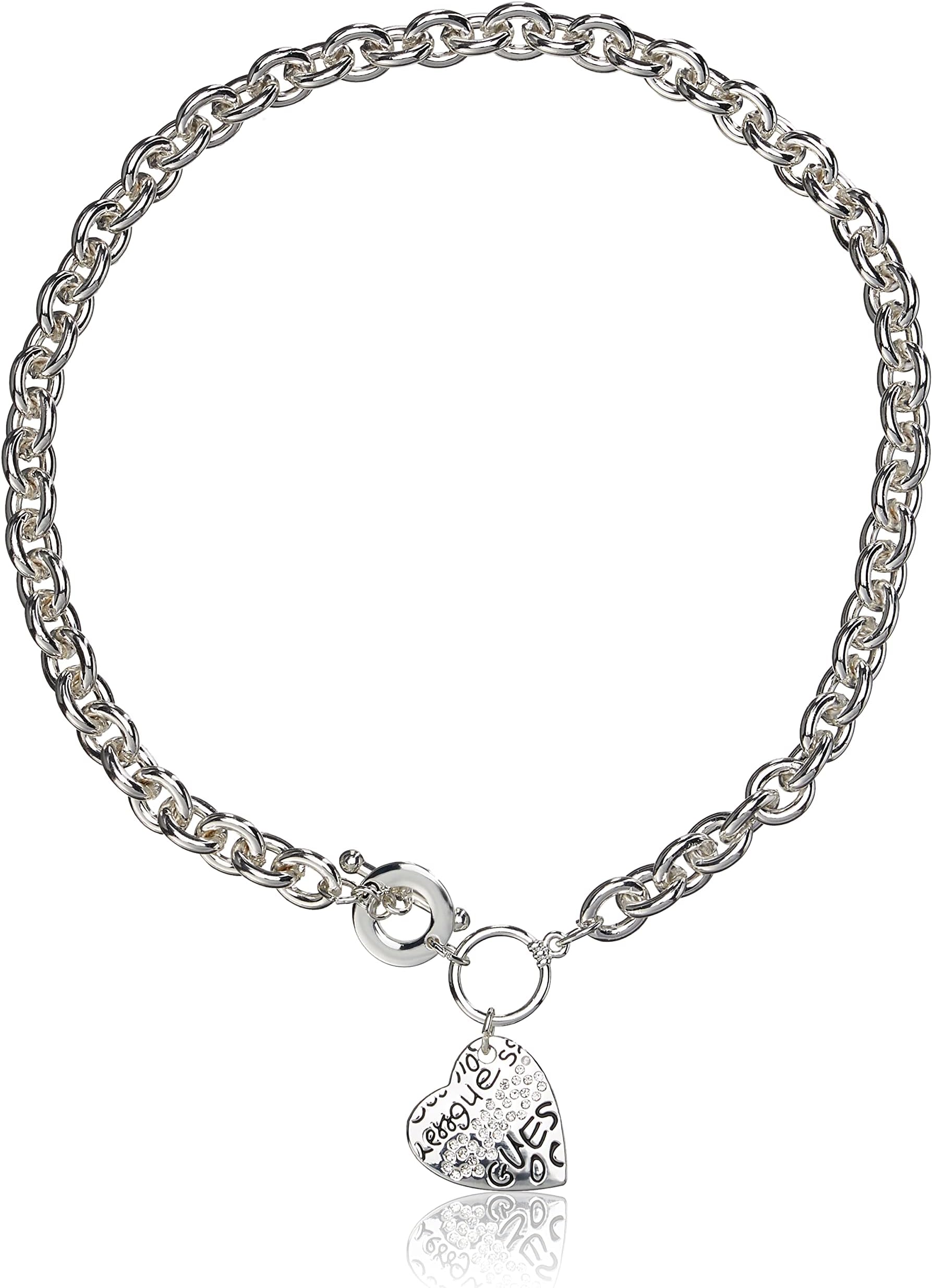 Basic Crystal Graffiti Heart Toggle Pendant Necklace