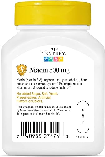 Vista 15 de 21st Century Niacina 500 mg comprimidos de liberación prolongada, 100 unidades (27474)