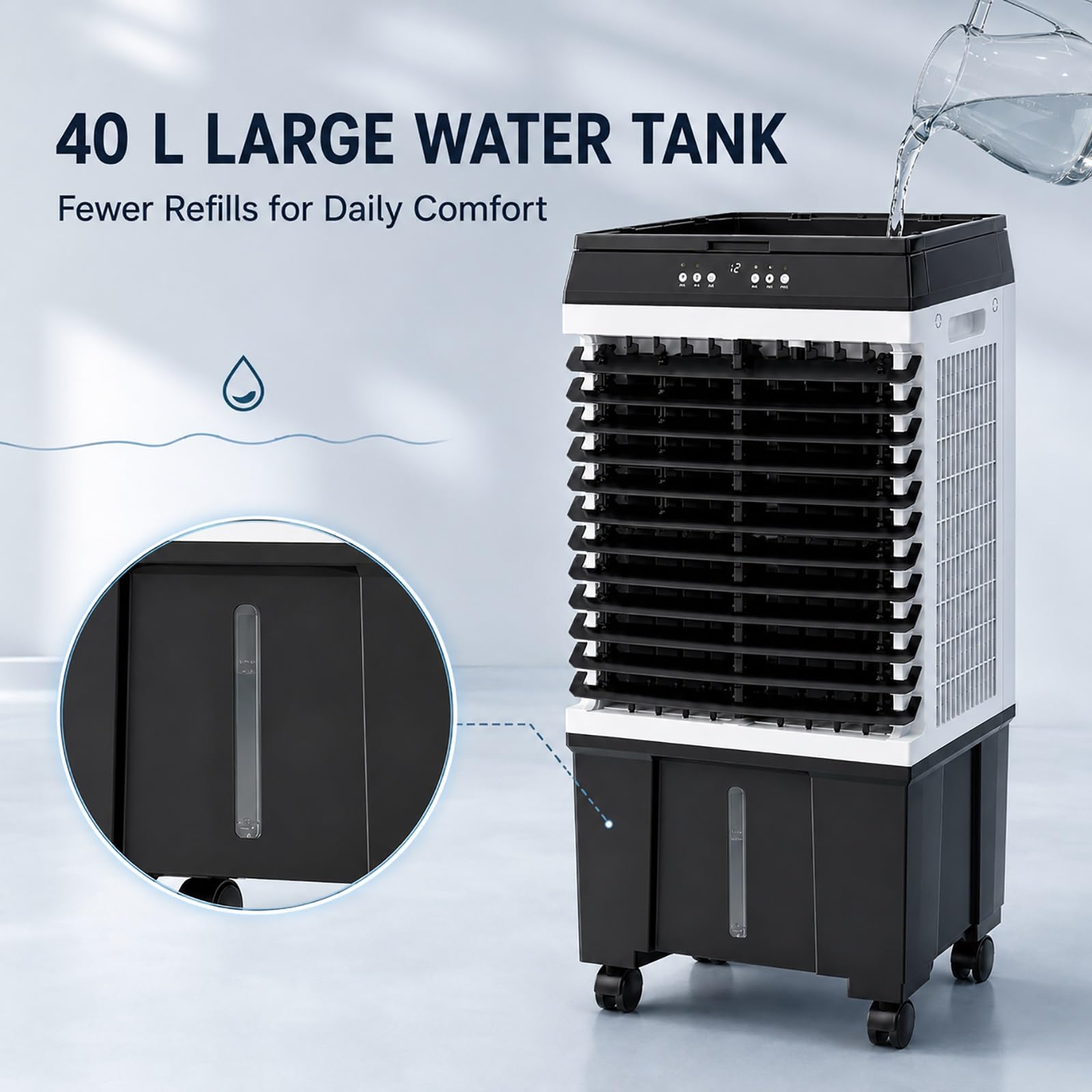 Amazon | 気化式冷風機 ポータブル 40L大容量水タンク リモコン付き