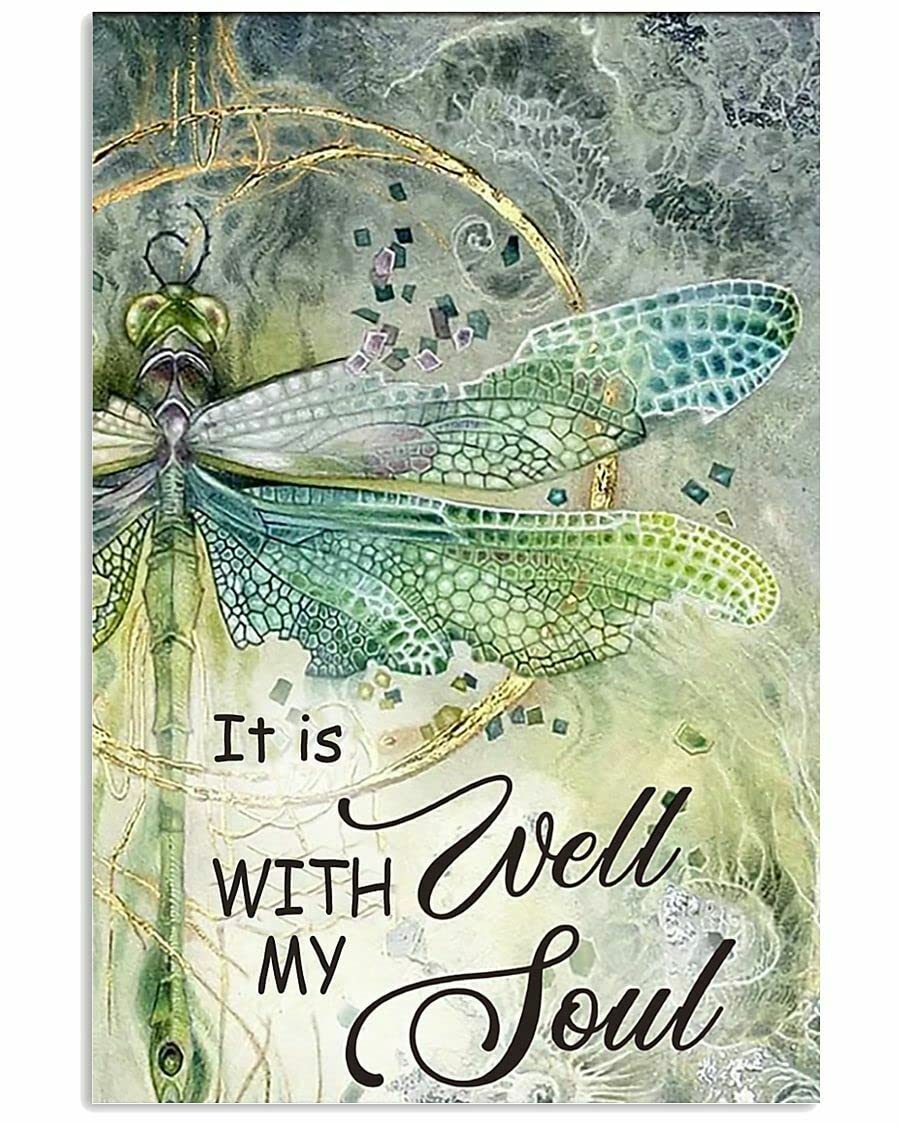 It Is Well With My Soul Metal Tin Signs Vintage Dragonfly Decorations Signs Aluminum Sign For Wall Art Farmhouse Bar Cafe Home Decor 8x12 Inch Tin Sign Wall Art For Bedroom