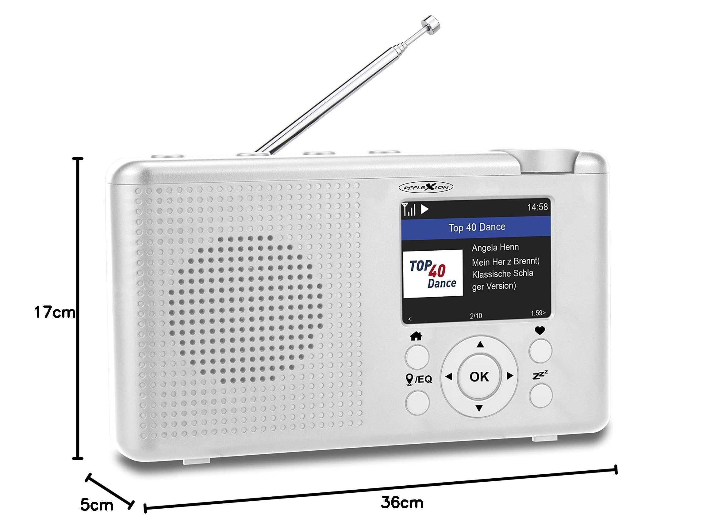 Reflexion TRA23I/WH, Radio Internet Portable avec Internet - Radio FM Dab/Dab+ (16 W) - Écran Couleur - Fonctionne sur Secteur et Piles - 99 Stations mémorisables - Noir