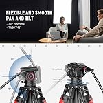 NEEWER 76" Video Camera Tripod with Fluid Head, One Step Quick Release Portable Tripod, Aluminum Heavy Duty Tripod Stand, Dual Mode QR Plate for DSLR Cameras Camcorders, Max Load 17.6lb, LL27