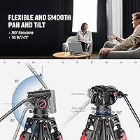 Vista 4 de NEEWER Trípode de cámara de video de 76", trípode portátil de liberación rápida de un paso con cabezal fluido, soporte de trípode de aluminio
