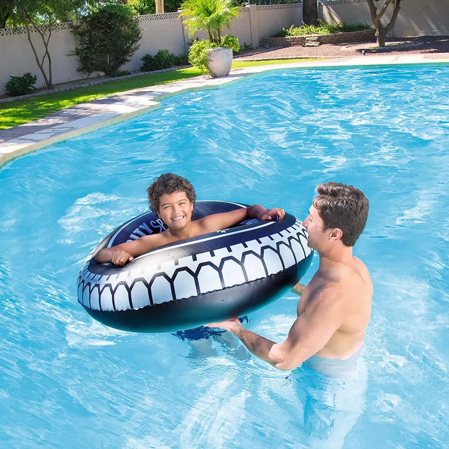 SOLDTRUE Giant Tire Inflatable Floating Swimming Pool Tube Ring for Kids, Water Fun Pool Accessories (tire Tube) (33" inch, 84cm) - Image 3 thumbnail