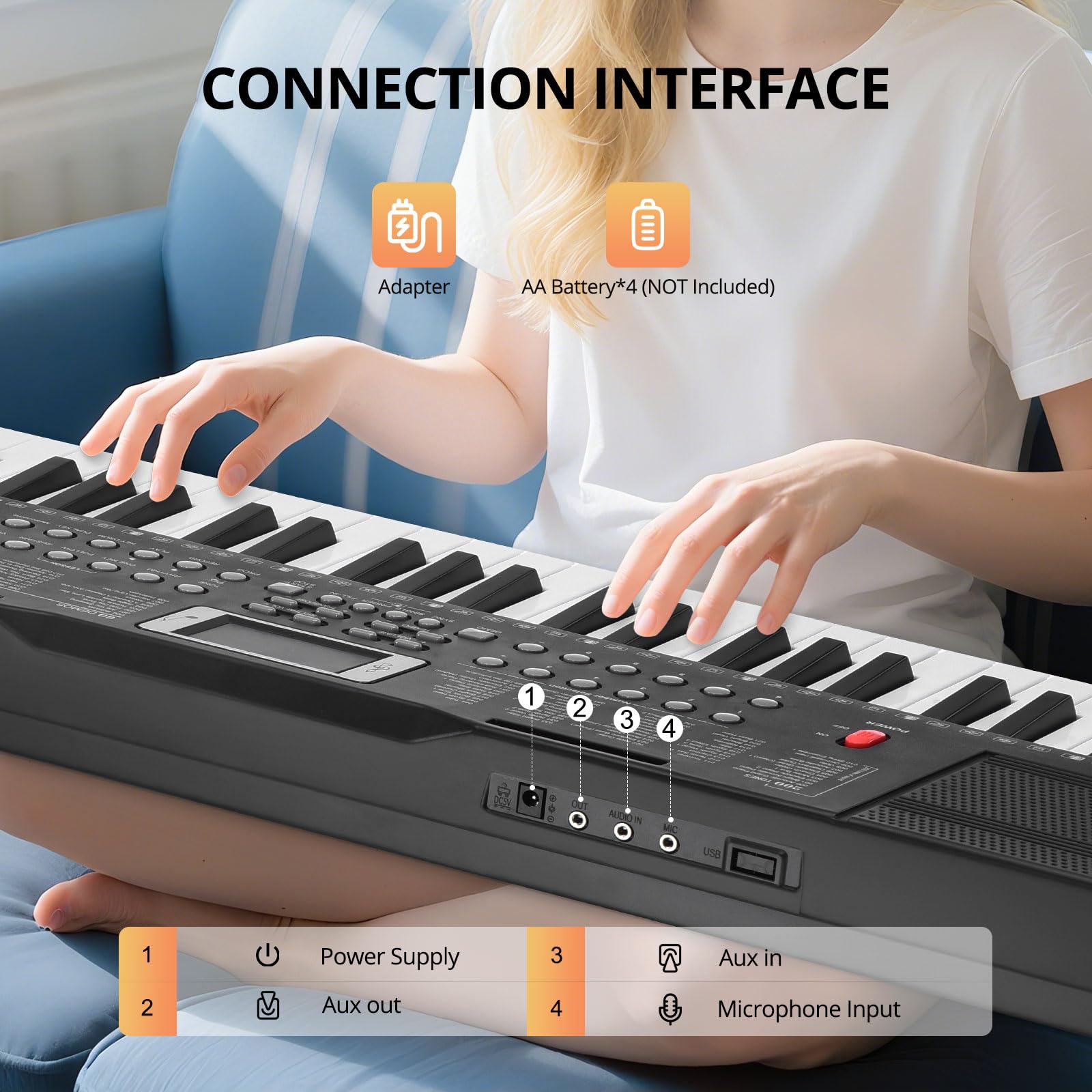 RIVVTA 61 Key Keyboard Piano with Stand for Beginners Portable Electronic Keyboard Piano Kit with 200 Tone 200 Rhythm 60 Demo Microphone Power Supply Sheet Music Stand Black(REK-10)