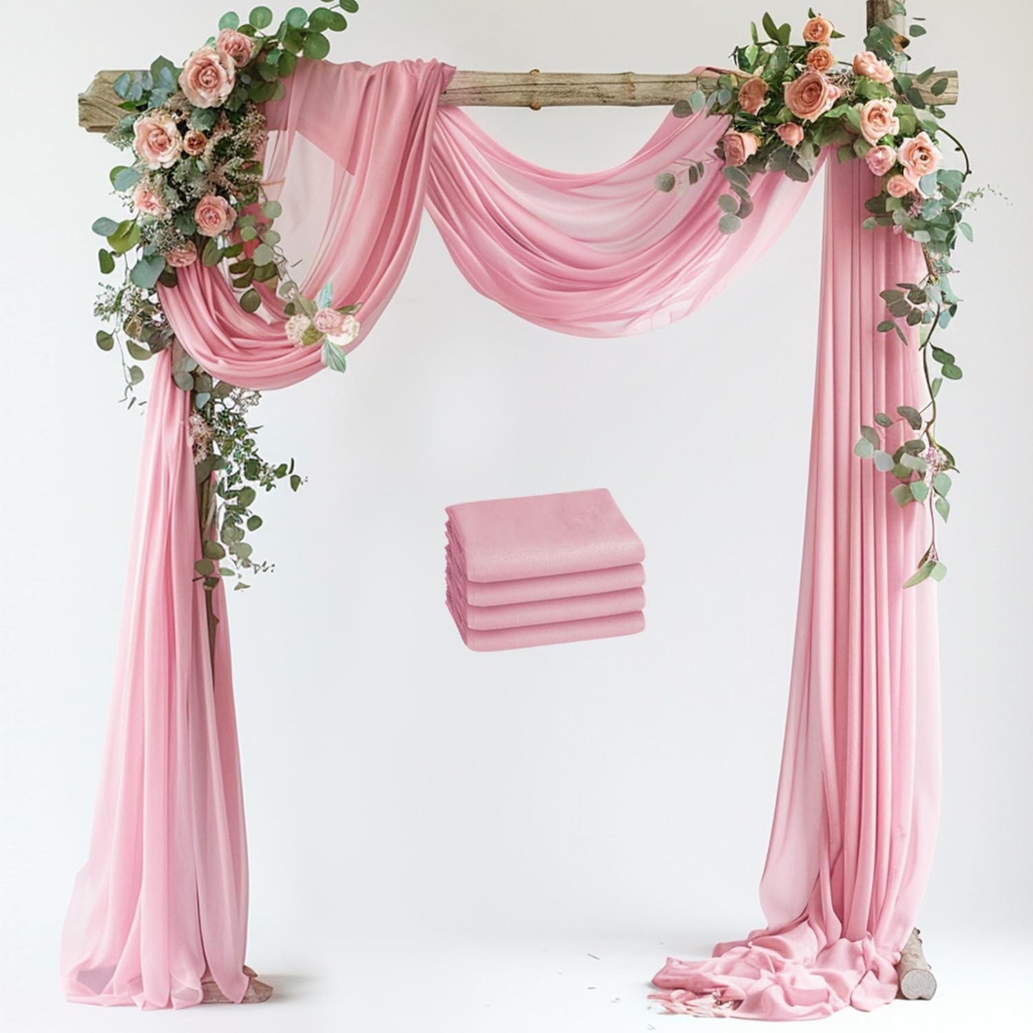 Wedding Arch Draping Fabric - 4 Panels 28.7" x 20ft - Blush Pink