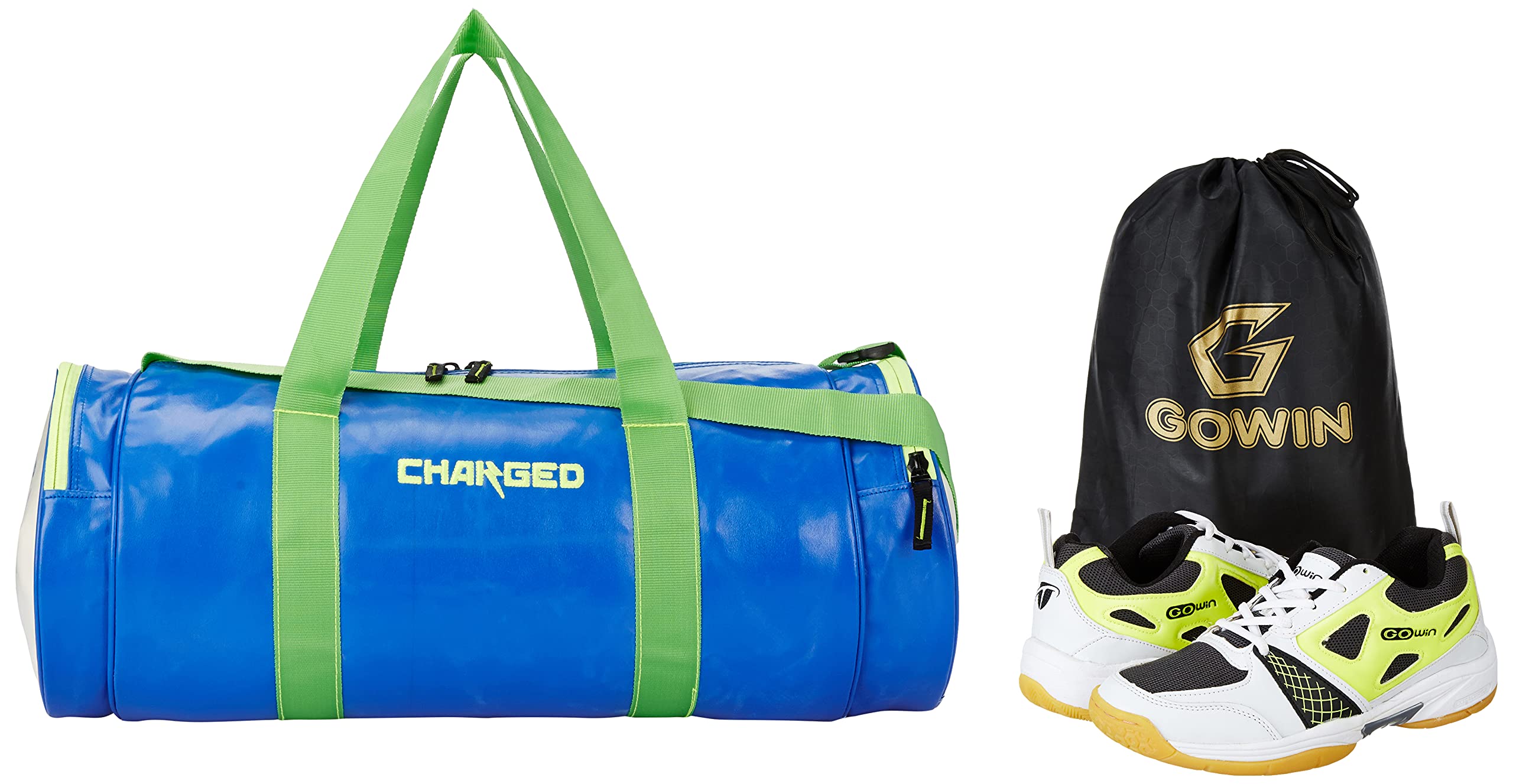 Charged Sports Bag Artize Blue With Gowin Court Shoe Staunch White Grey Lime Size 7-image-26