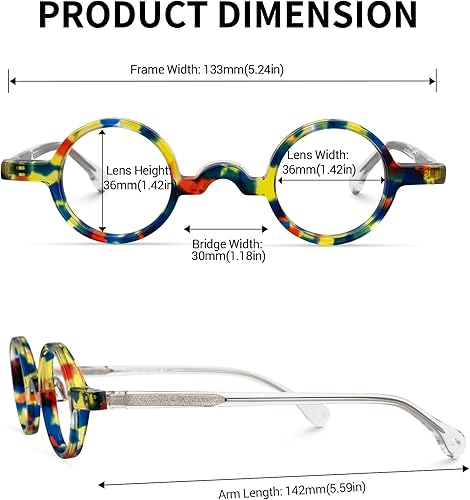 Miniatura 4 de Zeelool Gafas redondas de acetato vintage con lente transparente sin receta para mujeres y hombres