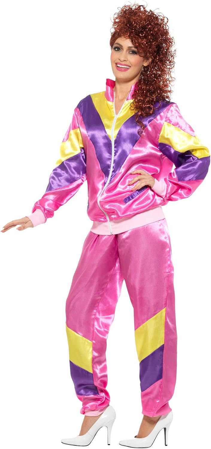 Smiffys womens 80s Height of Fashion Shell Suit adult exotic costumes, Pink, X-Large US