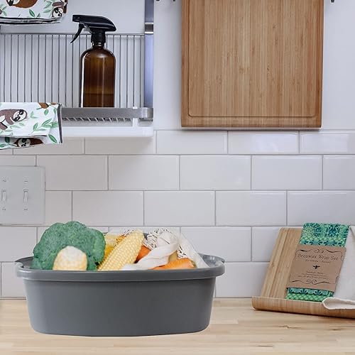 Miniatura 9 de Hioffice Cesta de almacenamiento de plástico grande con asa, organizador para productos de limpieza, baño, cocina, jardín, garaje, herramientas,