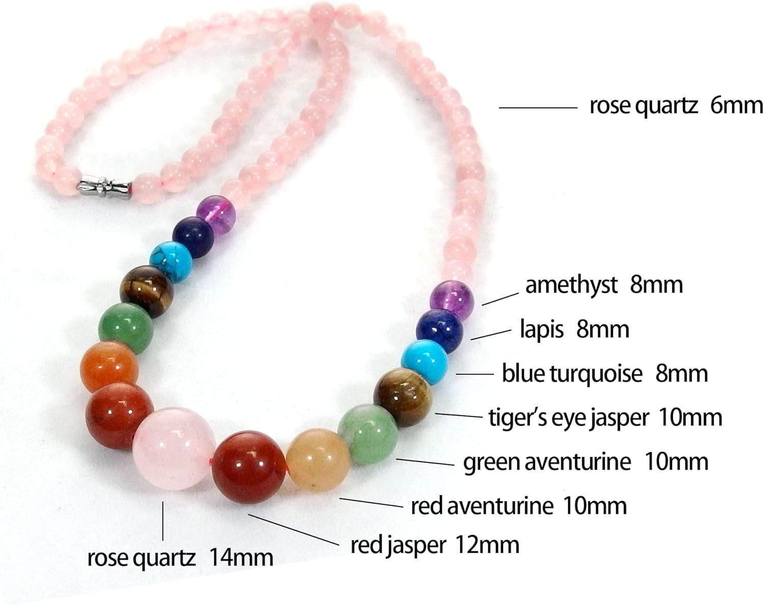 7 Chakra Necklace for Women Strong Healing Crystal Genuine Stone Beaded Gemstone Necklace 20 inches Jewelry Gifts for Women Mom - Image 4