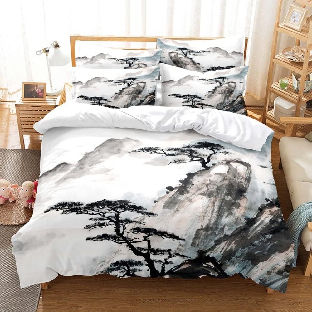 Funda Nordica Cama 135 Estilo japonés Juego de Ropa de Cama Cálido Transpirable Microfibra para Infantil Juvenil con Cremallera, 1 Funda Nórdica 200x230 cm + 2 Fundas de Almohada 50x75 cm